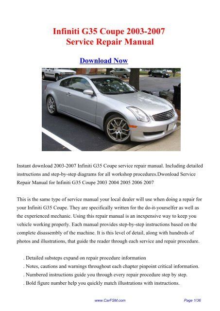 2003 Infiniti G35 Coupe Service Repair Manual