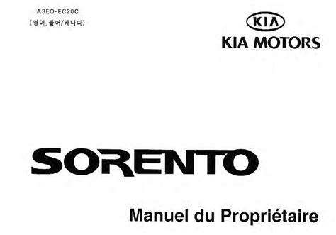 2003 Kia Sorento Manuel DU Proprietaire French Manual and Wiring Diagram