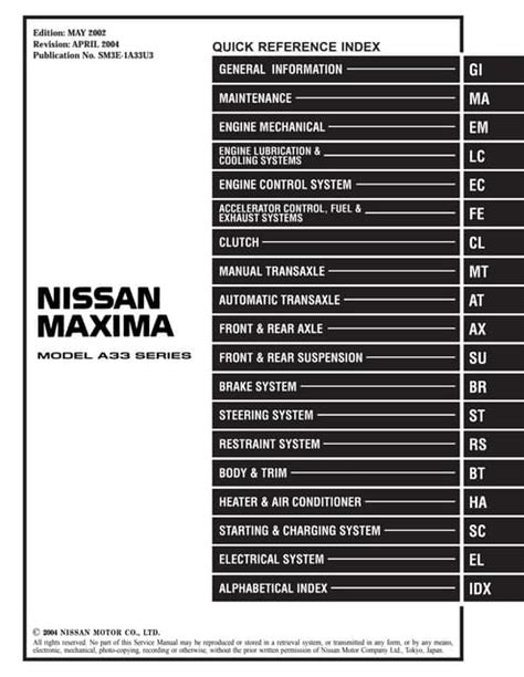 2003 Nissan Maxima Service Repair Manual