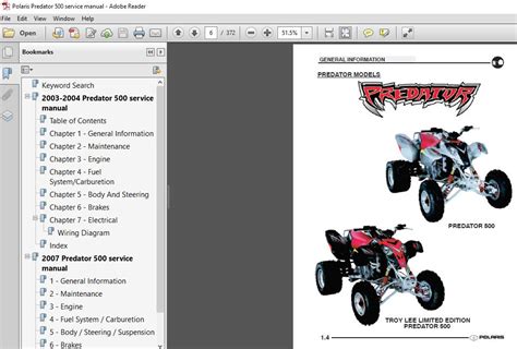 2003 Polaris Predator 500 Atv Service Repair Workshop Manual