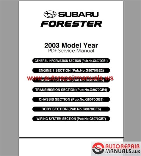 2003 Subaru Forester Service Repair Manual Download 03