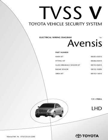 2003 Toyota Avensis Tvss V Lhd Manual and Wiring Diagram