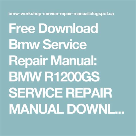 2004 2005 Bmw R1200gs Factory Service Manual Download