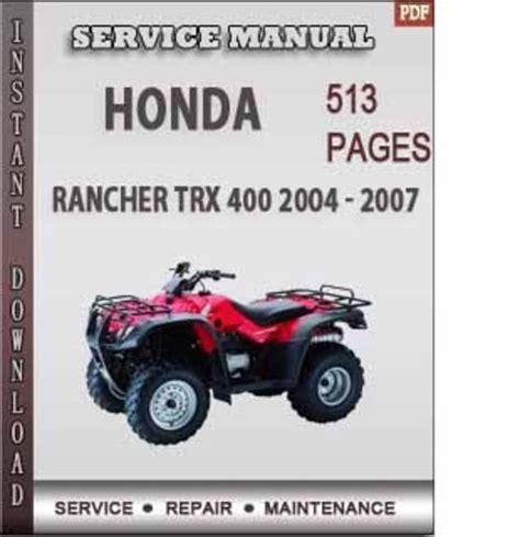 2004 2007 Honda Rancher 400 Service Repair Manual