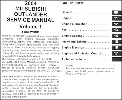 2004 Mitsubishi Outlander Service Repair Manual Download