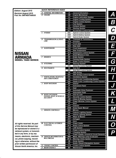 2004 Nissan Armada Model Ta60 Series Workshop Service Manual