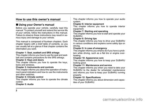 2004 Subaru Outback Owners Manual
