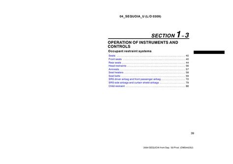 2004 Toyota Sequoia Occupant Restraint Systems Manual and Wiring Diagram