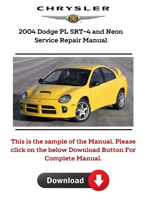 2005 Dodge Pl Srt 4 And Neon Service Repair Manual Download