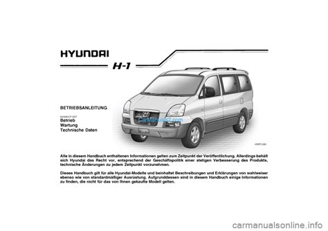 2005 Hyundai H 1 Grand Starex Betriebsanleitung German Manual and Wiring Diagram