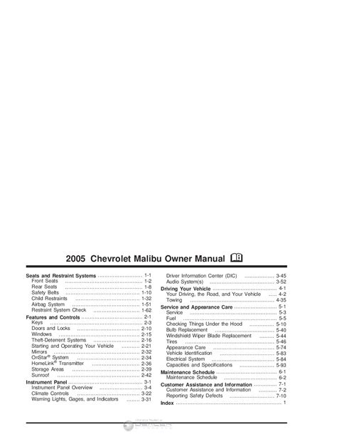 2005 Malibu Maxx All Models Service And Repair Manual