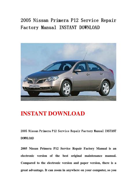 2005 Nissan Primera Service Repair Manual Download