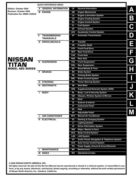 2005 Nissan Titan Service Repair Workshop Manual Instant Download