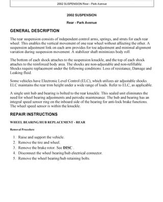 2005 Park Avenue Service And Repair Manual