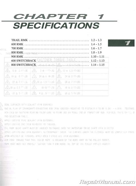 2005 Polaris Switchback 9733 Rmk Snowmobile Service Manual