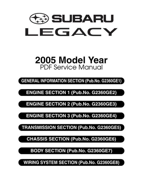 2005 Subaru Legacy Service Manual