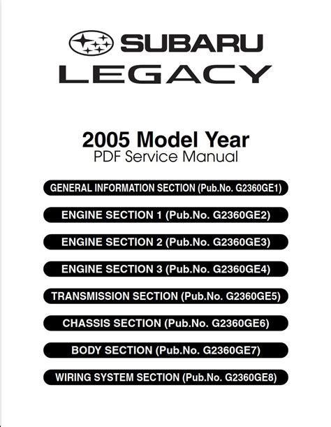 2005 Subaru Legacy Service Manual