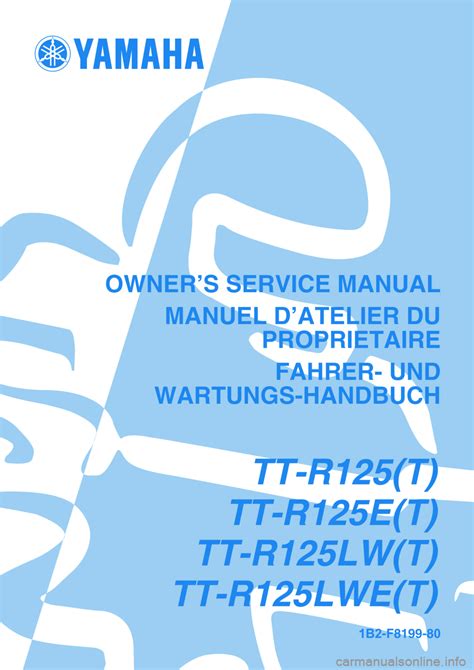 2005 Yamaha Tt R125 T Tt R125e T Tt R125lw T Tt R125lwe T Service Repair Workshop Manual Download