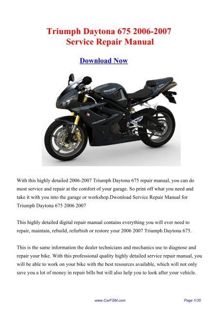 2006 2007 Triumph Daytona 675 Service Repair Manual Download