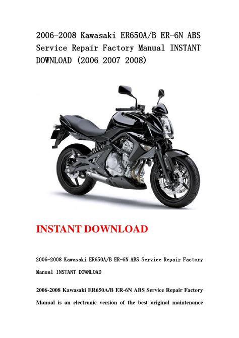 2006 2008 Kawasaki Er 6n Er 6n Abs Service Repair Manual