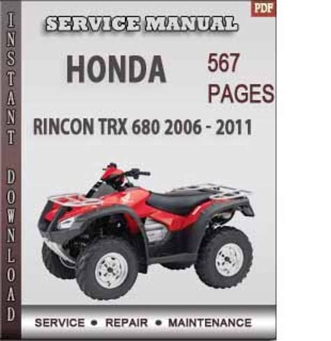 2006 2011 Honda Rincon Trx680 Service Manual