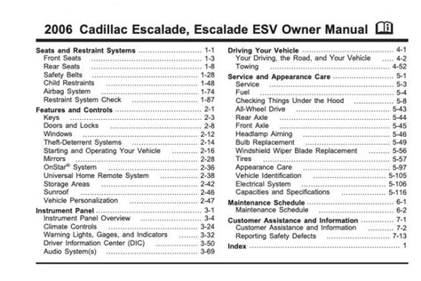 2006 Cadillac Escalade Esv Owners Manual