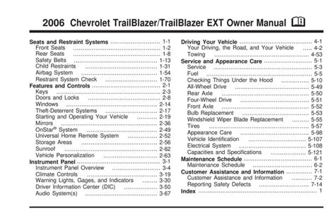 2006 Chevrolet Trailblazer Factory Owner Operator Manual