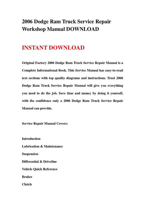 2006 Dodge Ram Truck Service Repair Manual Download