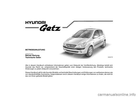 2006 Hyundai Getz Betriebsanleitung German Manual and Wiring Diagram