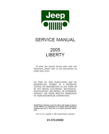 2006 Jeep Liberty Service Repair Workshop Manual Instant Download