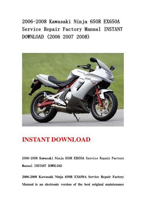 2006 Kawasaki Ninja 650r Service Repair Manual Instant Download