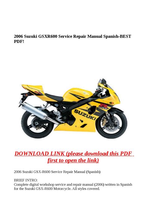 2006 Suzuki Gsxr600 Service Repair Manual Spanish Best Pdf