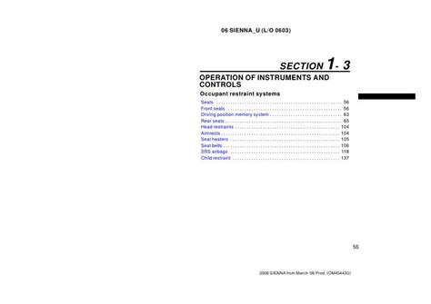 2006 Toyota Sienna Occupant Restraint Systems Manual and Wiring Diagram