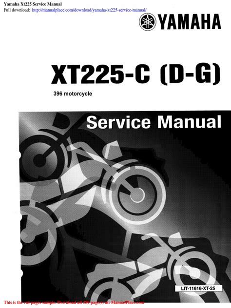 2006 Yamaha Xt225 Motorcycle Repair Service Manual Pdf Download