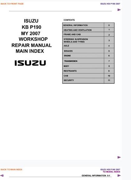 2007 2012 Isuzu D Max Holden Colorado Workshop Service Repair Manual