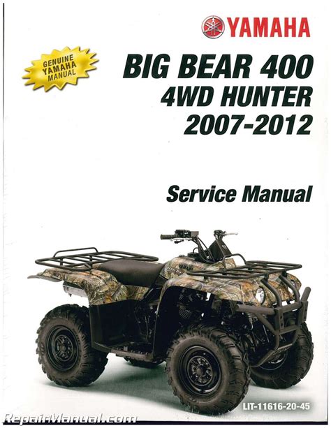 2007 2012 Yamaha Big Bear 400 Irs 4x4 Service Manual And Atv Owners Manual Workshop Repair Download