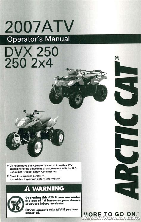 2007 Arctic Cat 250 Dvx 250 Utility Atv Service Repair Manual Highly Detailed Fsm Pdf Preview