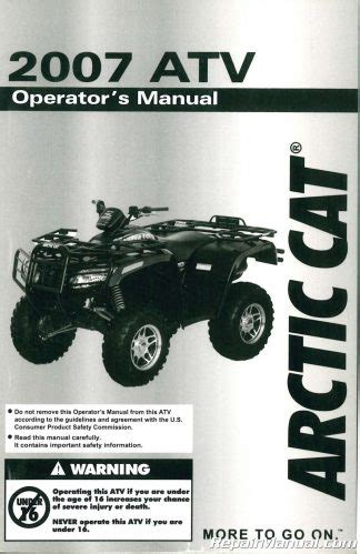 2007 Arctic Cat 400 500 650 700 Atv Service Repair Workshop Manual Free Preview