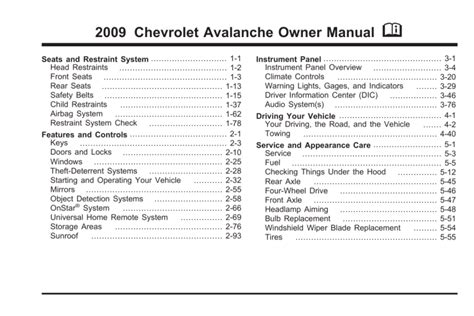 2007 Chevy Chevrolet Avalanche Owners Manual