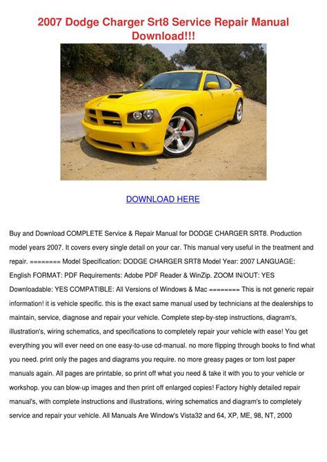 2007 Dodge Charger Srt8 Service Repair Manual Download