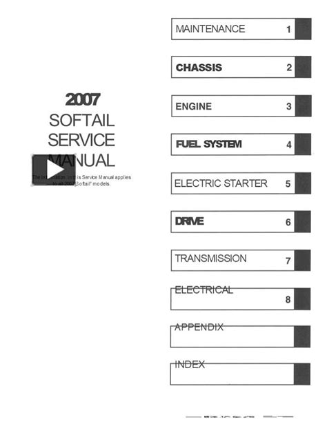 2007 Harley Davidson Softail Service Repair Manual Instant Download