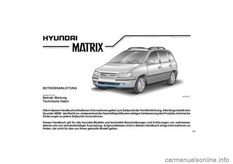 2007 Hyundai Matrix Betriebsanleitung German Manual and Wiring Diagram