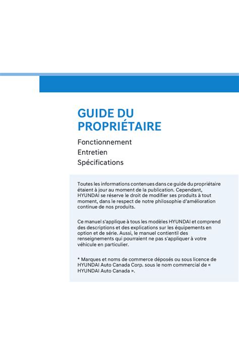 2007 Hyundai Santa FE Manuel DU Proprietaire French Manual and Wiring Diagram