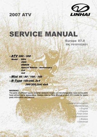 2007 Linhai Atv Workshop Repair Service Manual Download