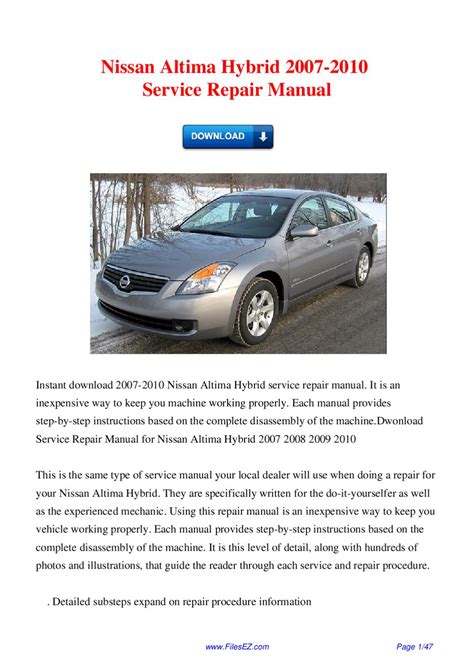 2007 Nissan Altima Hybrid Service Repair Manual