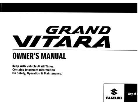 2007 Suzuki Grand Vitara User Manual