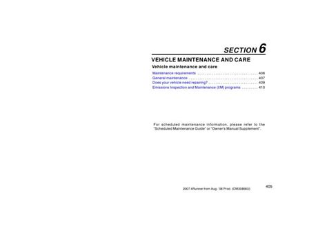 2007 Toyota 4runner Vehicle Maintenance And Care Manual and Wiring Diagram