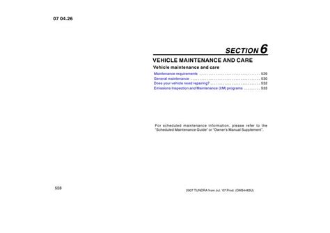 2007 Toyota Tundra Vehicle Maintenance And Care Manual and Wiring Diagram