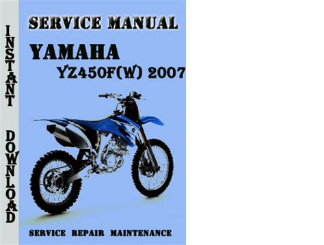 2007 Yamaha Yz450f W Service Repair Manual Download