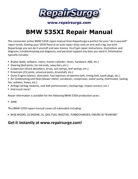 2008 Bmw 535xi Repair And Service Manual